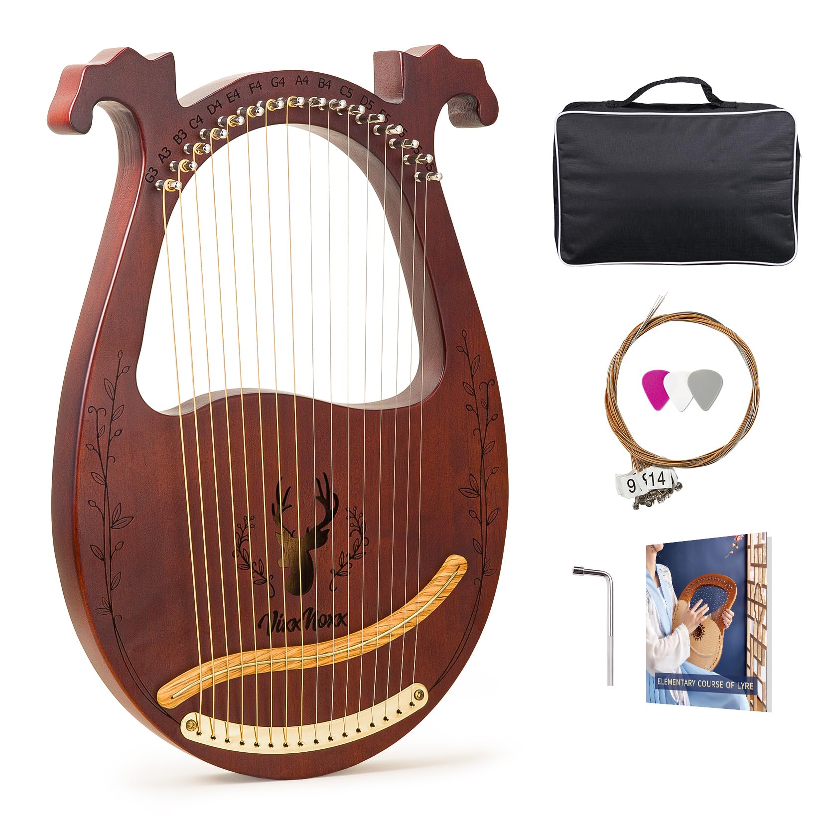 Amazon.com: VixxNoxx Lyre Harp, 16-String Mahogany Lyra Harp Kit